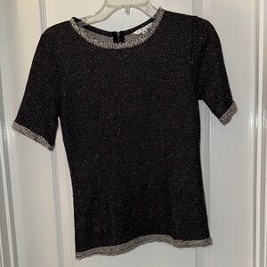 CAbi Black and Gray Short Sleeve Top
